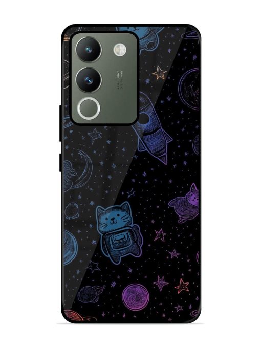 Cosmic Cat Chaos Glossy Soft Edge Case for Vivo Y200 (5G) Chachhi