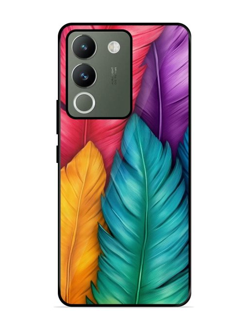 Rainbow Feathers Glossy Soft Edge Case for Vivo Y200 (5G) Chachhi