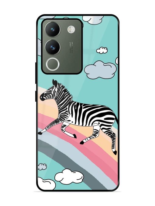 Zebra On A Rainbow Glossy Soft Edge Case for Vivo Y200 (5G) Chachhi