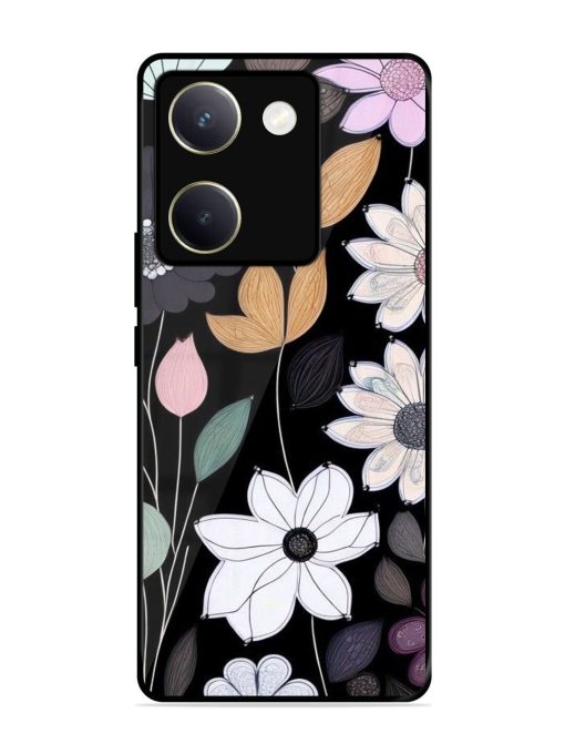 Whimsical Blooms On Black Glossy Soft Edge Case for Vivo Y200 Pro (5G) Chachhi