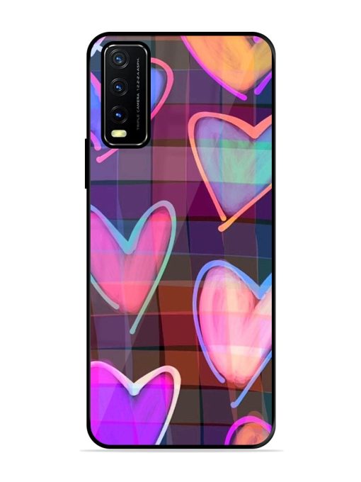 Neon Hearts Glossy Soft Edge Case for Vivo Y20A Chachhi