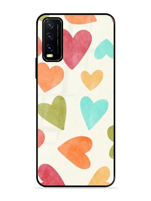 Watercolor Hearts Glossy Soft Edge Case for Vivo Y20A Chachhi