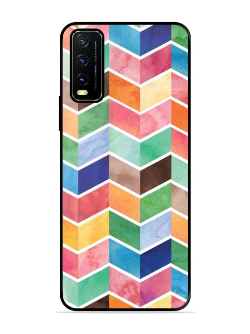 Watercolor Chevron Whimsy Glossy Soft Edge Case for Vivo Y20A Chachhi