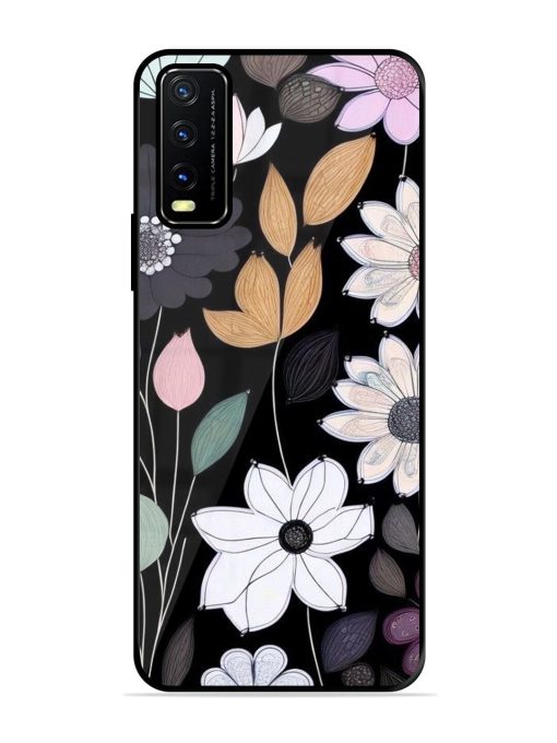 Whimsical Blooms On Black Glossy Soft Edge Case for Vivo Y20G Chachhi