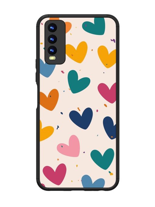 Rainbow Hearts Glossy Soft Edge Case for Vivo Y20I