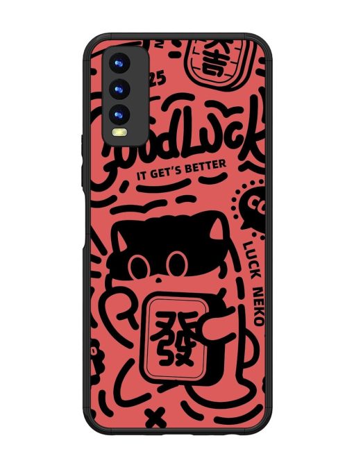 Lucky Cat Doodle Glossy Soft Edge Case for Vivo Y20I Chachhi