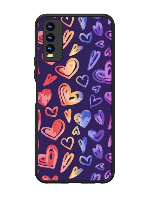 Rainbow Hearts Glossy Soft Edge Case for Vivo Y20I Chachhi