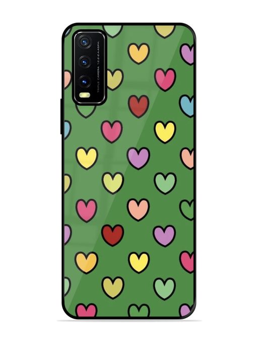 Rainbow Heart Parade Glossy Soft Edge Case for Vivo Y20T Chachhi