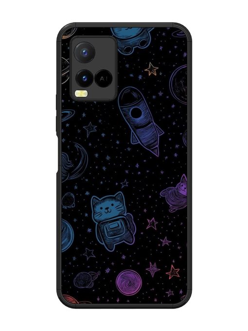 Cosmic Cat Chaos Glossy Soft Edge Case for Vivo Y21 Chachhi