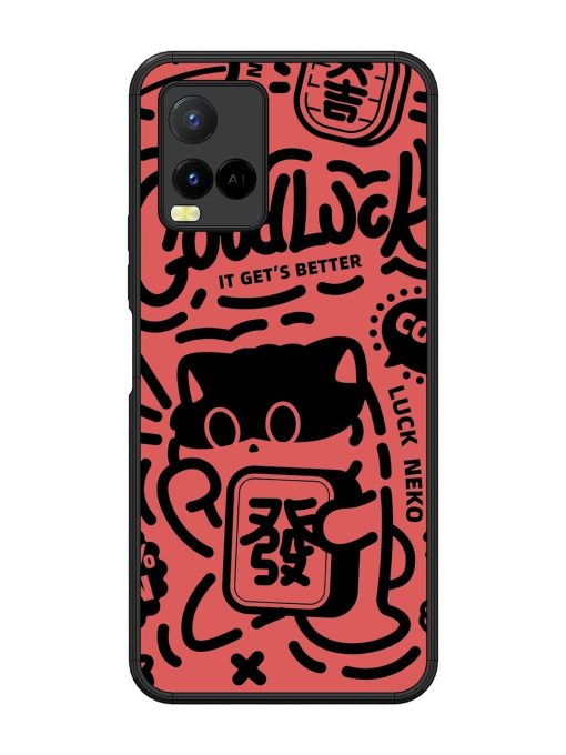 Lucky Cat Doodle Glossy Soft Edge Case for Vivo Y21 Chachhi