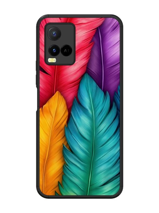 Rainbow Feathers Glossy Soft Edge Case for Vivo Y21 Chachhi