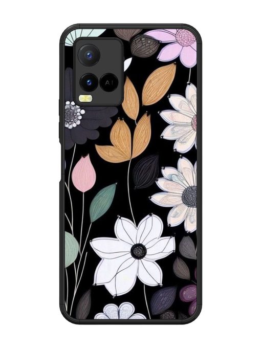 Whimsical Blooms On Black Glossy Soft Edge Case for Vivo Y21 Chachhi