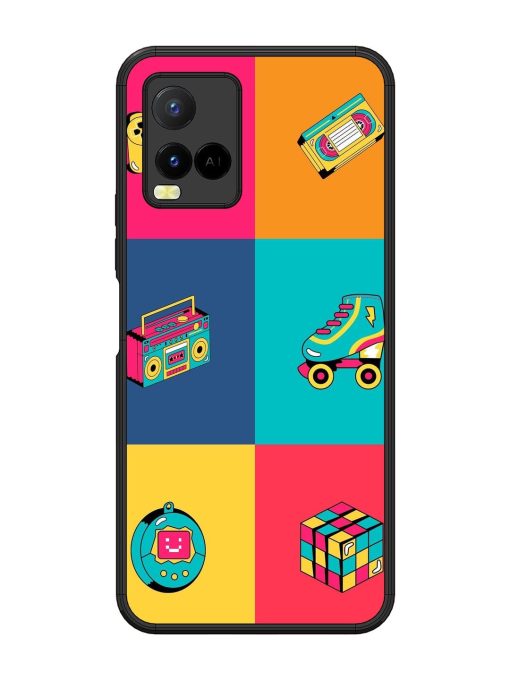 90S Throwback Grid Glossy Soft Edge Case for Vivo Y21 Chachhi