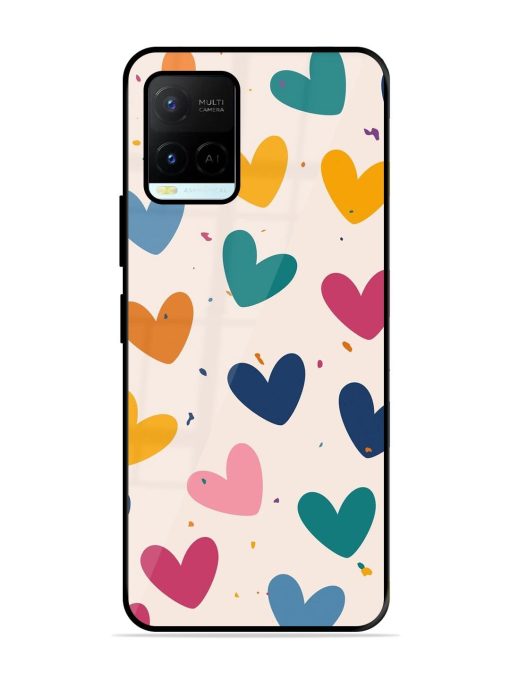 Rainbow Hearts Glossy Soft Edge Case for Vivo Y21A Chachhi