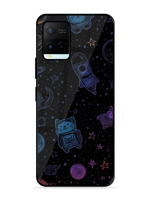 Cosmic Cat Chaos Glossy Soft Edge Case for Vivo Y21A Chachhi