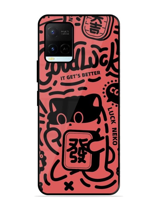 Lucky Cat Doodle Glossy Soft Edge Case for Vivo Y21A Chachhi