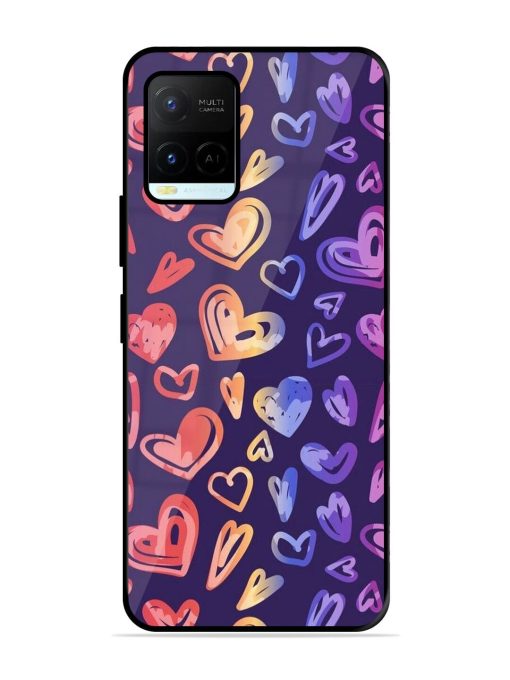 Rainbow Hearts Glossy Soft Edge Case for Vivo Y21A Chachhi