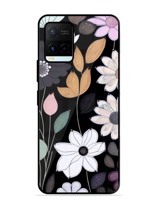 Whimsical Blooms On Black Glossy Soft Edge Case for Vivo Y21A Chachhi