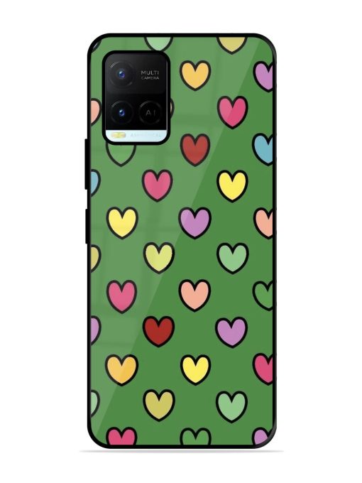 Rainbow Heart Parade Glossy Soft Edge Case for Vivo Y21A Chachhi