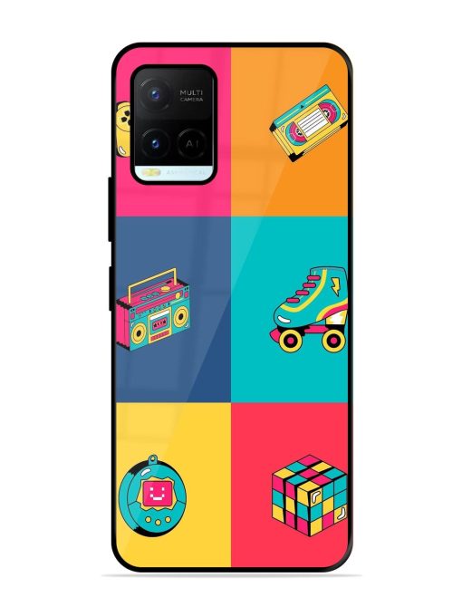 90S Throwback Grid Glossy Soft Edge Case for Vivo Y21A Chachhi