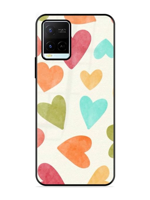 Watercolor Hearts Glossy Soft Edge Case for Vivo Y21G Chachhi