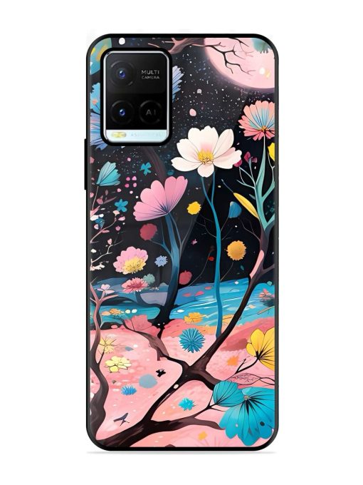 Cosmic Bloom Glossy Soft Edge Case for Vivo Y21G Chachhi