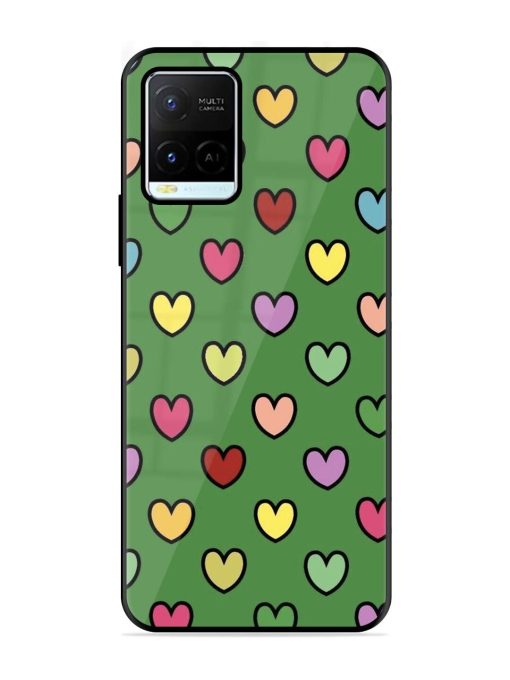 Rainbow Heart Parade Glossy Soft Edge Case for Vivo Y21G Chachhi