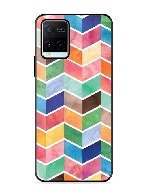 Watercolor Chevron Whimsy Glossy Soft Edge Case for Vivo Y21G Chachhi