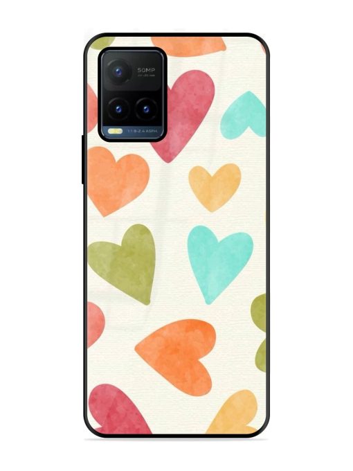 Watercolor Hearts Glossy Soft Edge Case for Vivo Y21T Chachhi