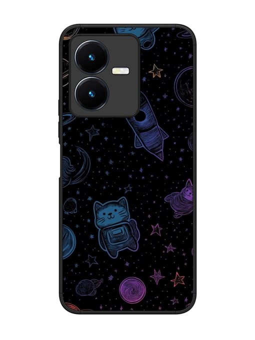 Cosmic Cat Chaos Glossy Soft Edge Case for Vivo Y22 Chachhi