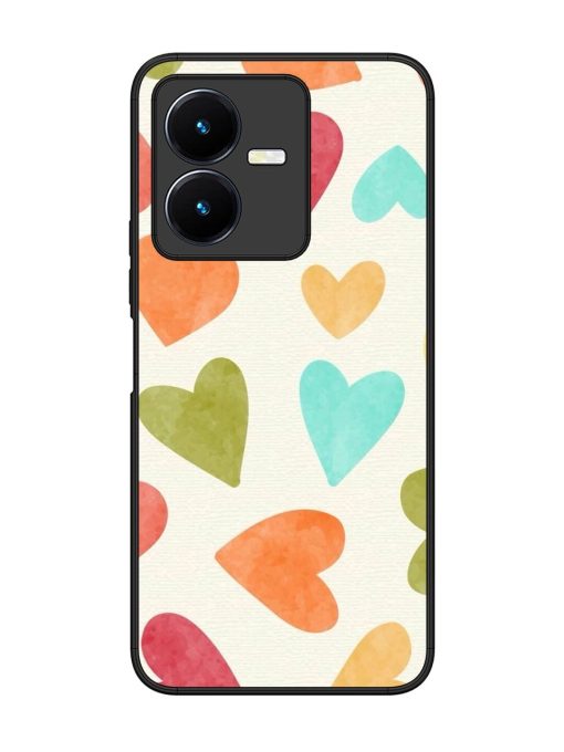 Watercolor Hearts Glossy Soft Edge Case for Vivo Y22 Chachhi