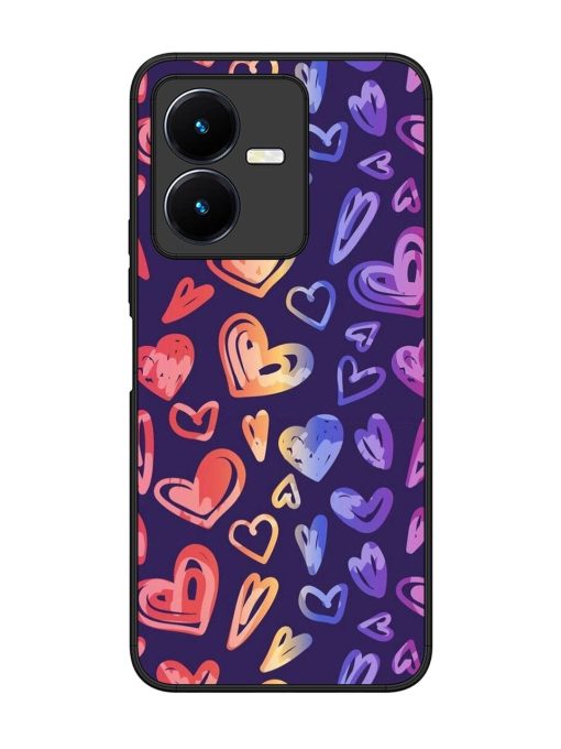 Rainbow Hearts Glossy Soft Edge Case for Vivo Y22 Chachhi