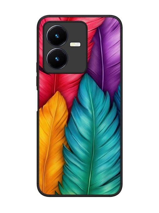 Rainbow Feathers Glossy Soft Edge Case for Vivo Y22 Chachhi