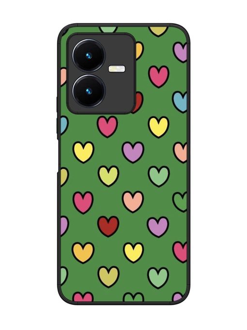 Rainbow Heart Parade Glossy Soft Edge Case for Vivo Y22 Chachhi