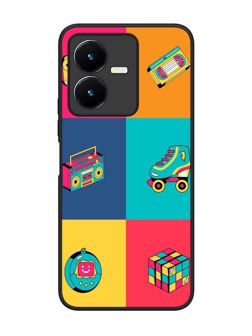 90S Throwback Grid Glossy Soft Edge Case for Vivo Y22 Chachhi