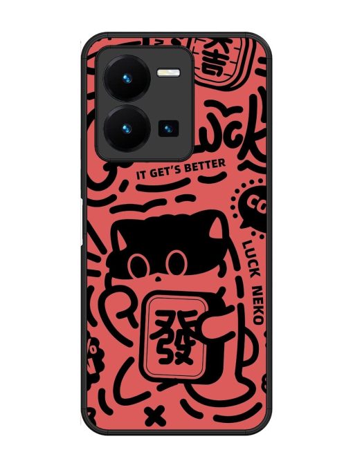 Lucky Cat Doodle Glossy Soft Edge Case for Vivo Y27