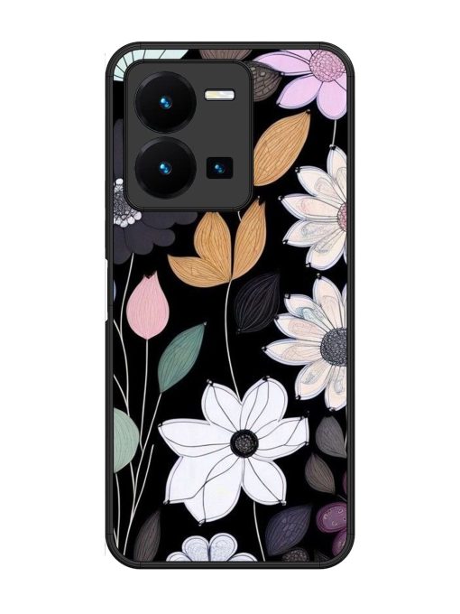 Whimsical Blooms On Black Glossy Soft Edge Case for Vivo Y27