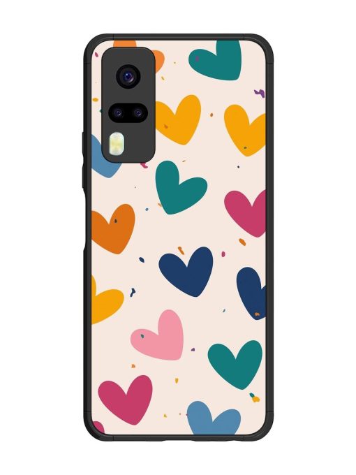 Rainbow Hearts Glossy Soft Edge Case for Vivo Y31 Chachhi