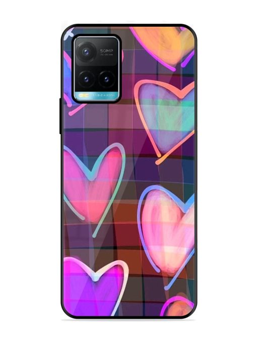 Neon Hearts Glossy Soft Edge Case for Vivo Y33S Chachhi