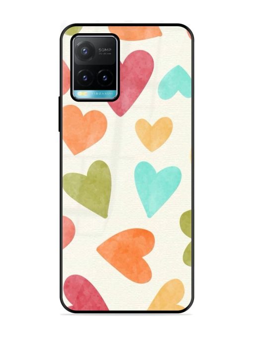 Watercolor Hearts Glossy Soft Edge Case for Vivo Y33S Chachhi