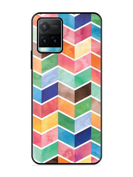 Watercolor Chevron Whimsy Glossy Soft Edge Case for Vivo Y33S Chachhi