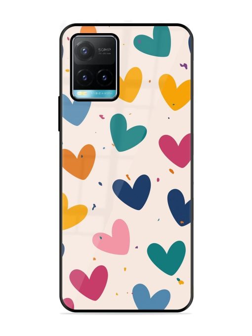 Rainbow Hearts Glossy Soft Edge Case for Vivo Y33T Chachhi