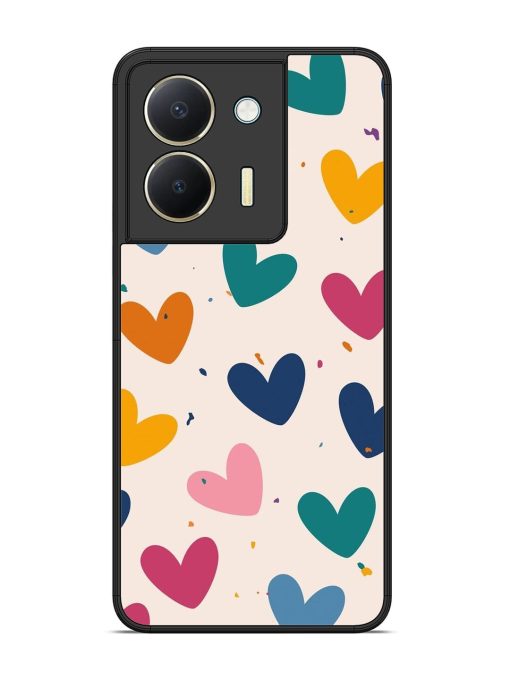 Rainbow Hearts Glossy Soft Edge Case for Vivo Y36 Chachhi