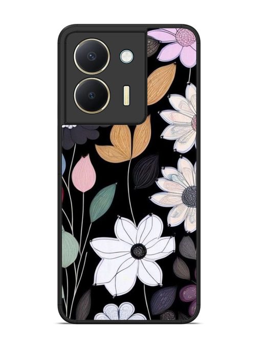 Whimsical Blooms On Black Glossy Soft Edge Case for Vivo Y36 Chachhi