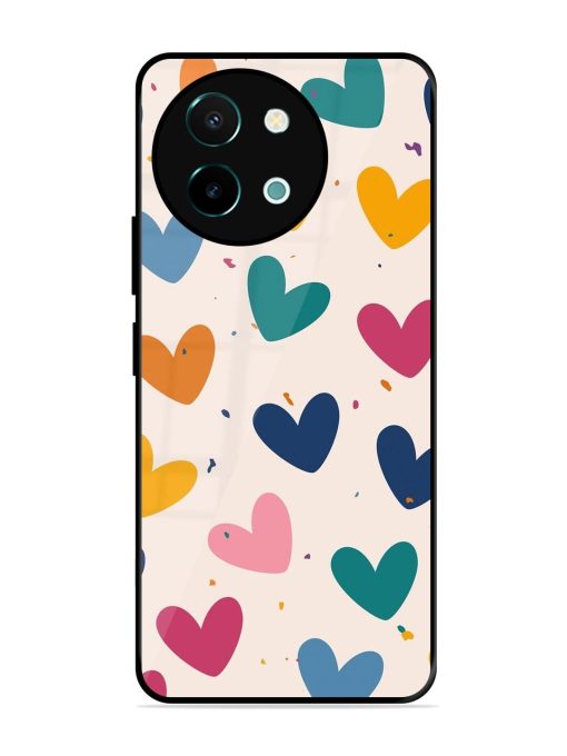 Rainbow Hearts Glossy Soft Edge Case for Vivo Y38 (5G) Chachhi