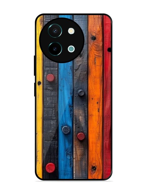 Rainbow Plank Glossy Soft Edge Case for Vivo Y38 (5G) Chachhi