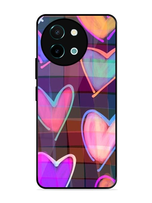 Neon Hearts Glossy Soft Edge Case for Vivo Y38 (5G) Chachhi