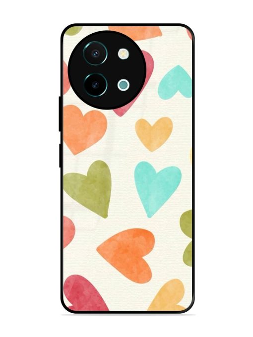 Watercolor Hearts Glossy Soft Edge Case for Vivo Y38 (5G) Chachhi