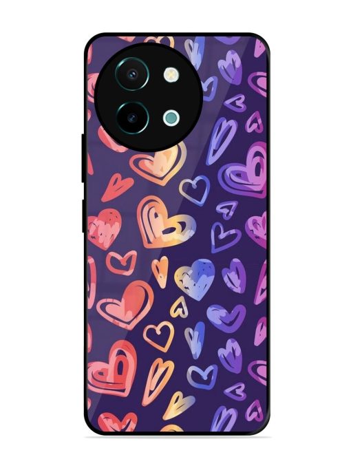 Rainbow Hearts Glossy Soft Edge Case for Vivo Y38 (5G) Chachhi