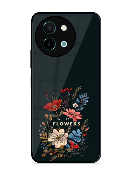 Dark Floral Glossy Soft Edge Case for Vivo Y38 (5G) Chachhi